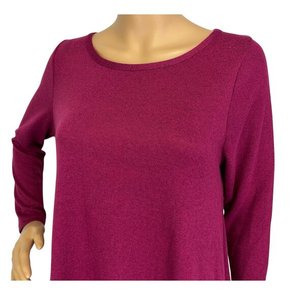 2/$15 Simply Southern Berry Augusta Tunic Dress Burgundy Long Sleeve Knit Size M - Picture 7 of 10